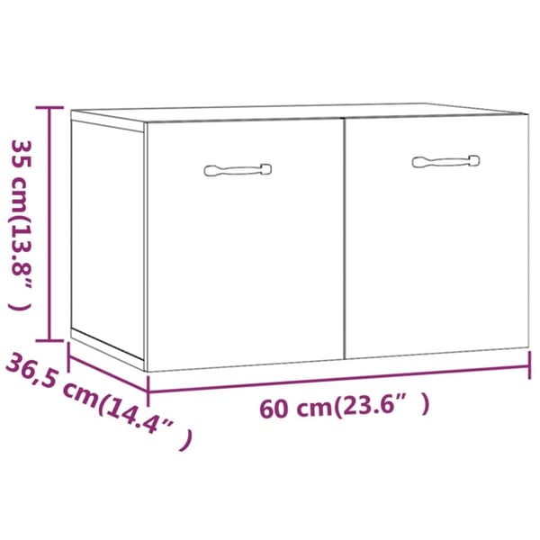 vidaXL Veggskap røkt eik 60x36,5x35 cm konstruert tre
