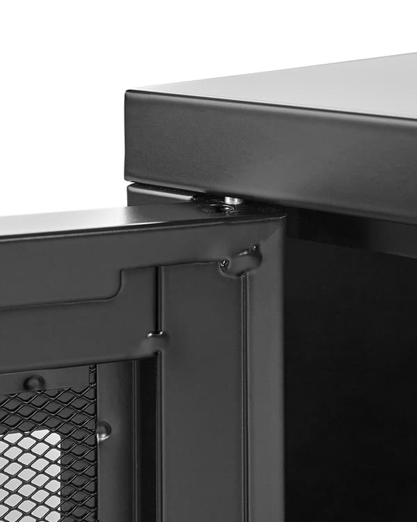 Skjenk Svart Stål Metall 118 x 40 cm Nettingdører Gulvbeskyttelse Kabelgjennomføring TV-benk Stue Kontor Industrielt design Moderne