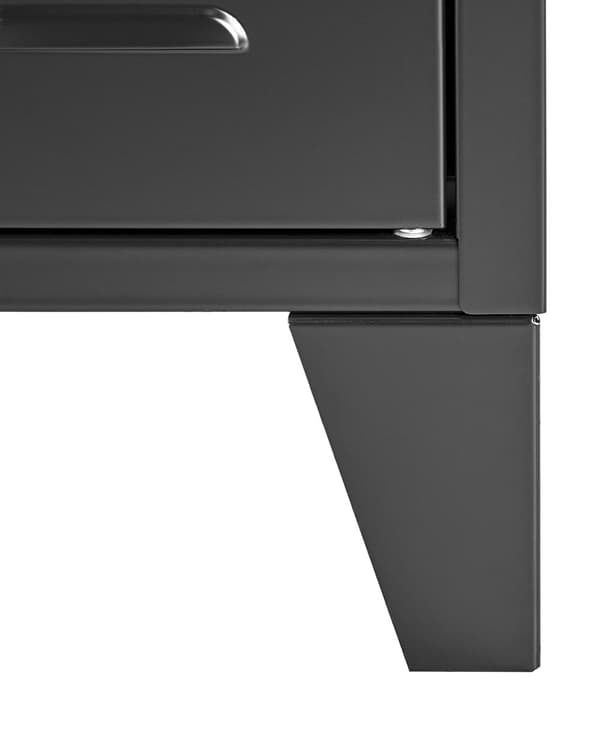 Skjenk Svart Stål 120 x 40 x 60 cm 2 justerbare hyller 3 dører Oppbevaring Kabelgjennomføring Stue Kontor Moderne Industriell