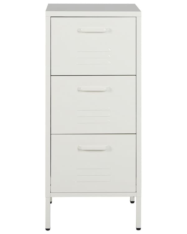 Kommode Hvit Metall 43 x 40 cm Industriell Liten 3 skuffer Oppbevaringsskap