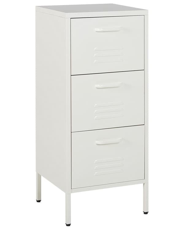 Kommode Hvit Metall 43 x 40 cm Industriell Liten 3 skuffer Oppbevaringsskap