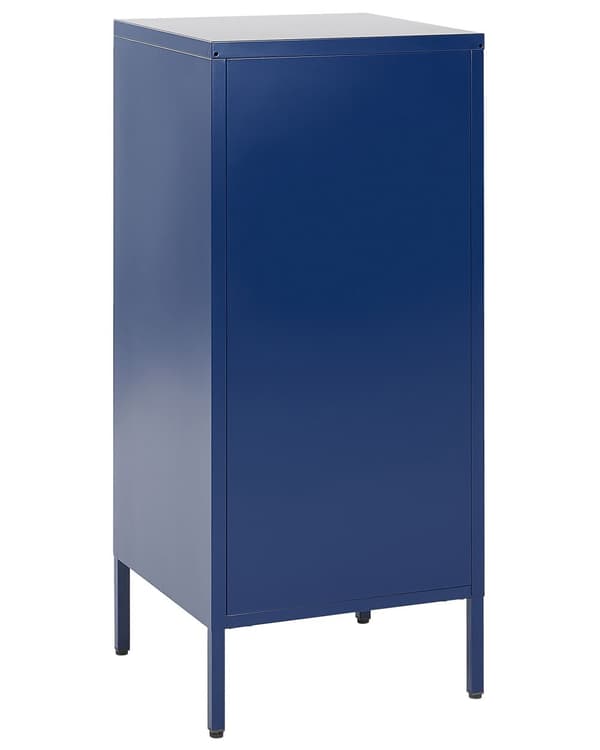 Kommode 3 Skuffer 43 x 40 cm Oppbevaringsskap Blå Metall Industriell Liten