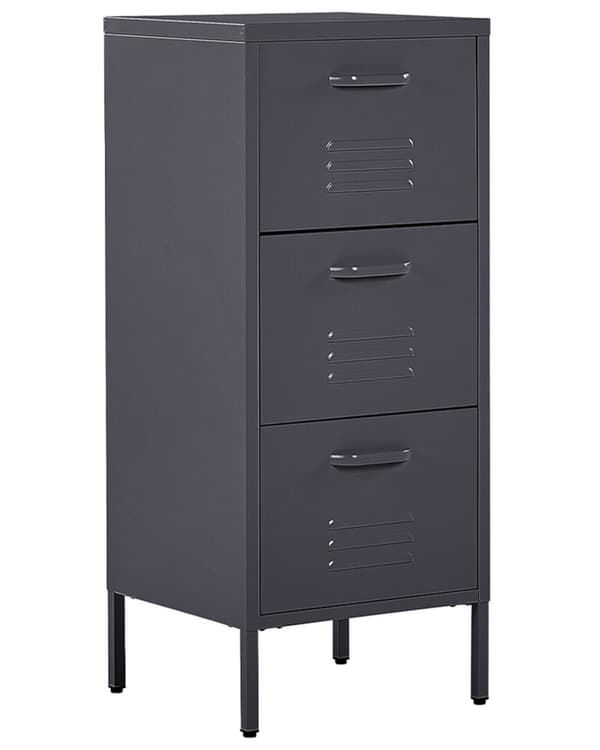 Kontorskap svart metall kommode 3 skuffer industriell