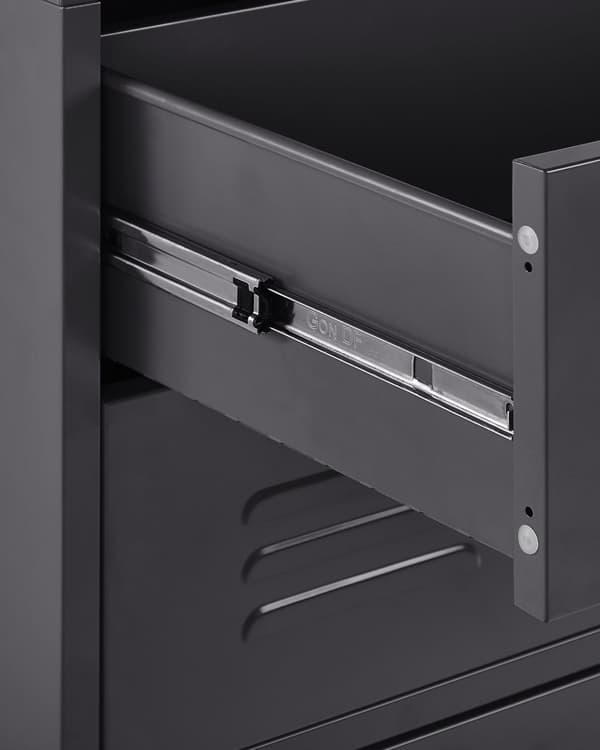 Kontorskap svart metall kommode 4 skuffer industriell