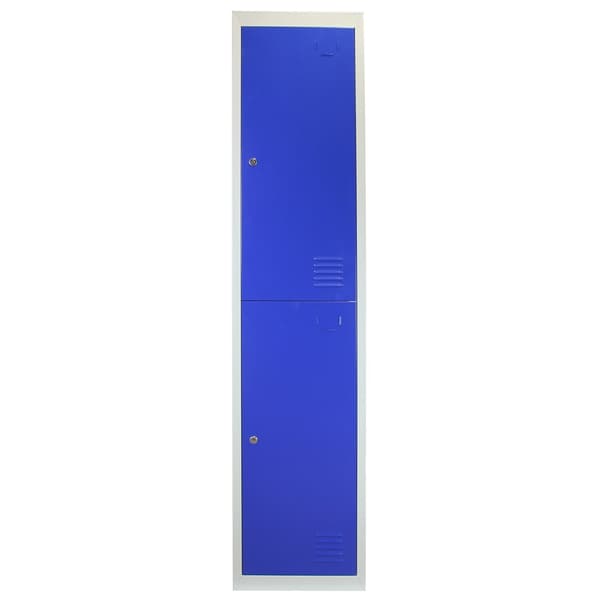 3 x Förvaringsskåp i Metall med 2 x Blå Låsbara Ventilerade Dörrar Plattpackad Omklädningsrum Personalrum Gym Skola 45cm (d) x 38cm (b) x 180cm (h)