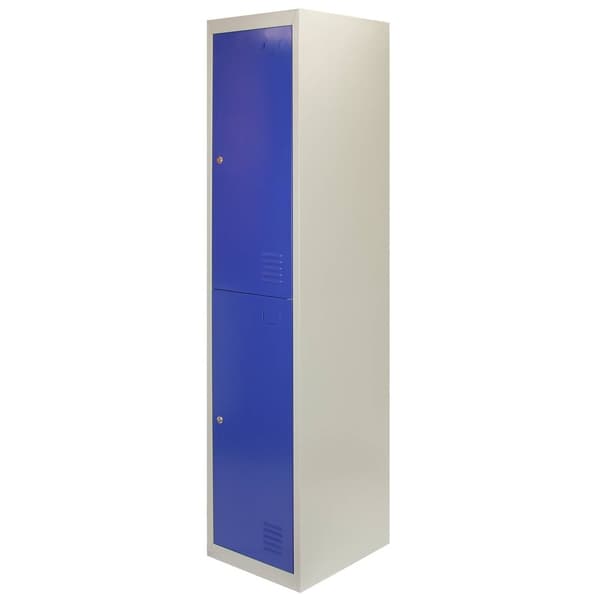 3 x Förvaringsskåp i Metall med 2 x Blå Låsbara Ventilerade Dörrar Plattpackad Omklädningsrum Personalrum Gym Skola 45cm (d) x 38cm (b) x 180cm (h)