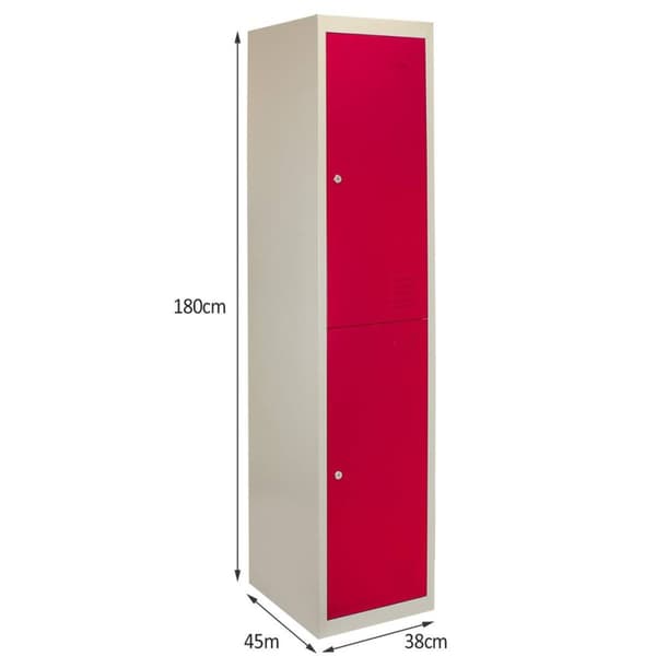 3 x metalopbevaringsskabe, 2 x røde døre - fladt pakket
