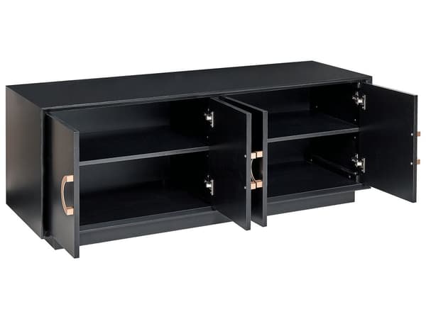 Senkki musta 120 x 46 x 40 cm MDF-levy metalli 4 ovea kaapit hyllyt moderni glamour