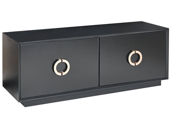 Senkki musta 120 x 46 x 40 cm MDF-levy metalli 4 ovea kaapit hyllyt moderni glamour