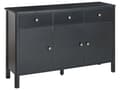 Pikkukuva 1 / 10: Senkki musta 120 x 75 x 39 cm MDF-levy mänty metalli laatikot kaapit hyllyt moderni