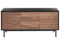 Pikkukuva 4 / 9: Senkki tumma puu musta 120 x 55 x 38 cm lastulevy teräs laatikot kaapit hyllyt moderni