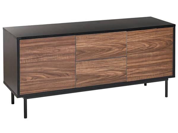 Senkki tumma puu musta 120 x 55 x 38 cm lastulevy teräs laatikot kaapit hyllyt moderni