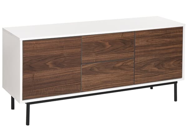 Senkki tumma puu valkoinen 120 x 55 x 38 cm lastulevy teräs laatikot kaapit hyllyt moderni