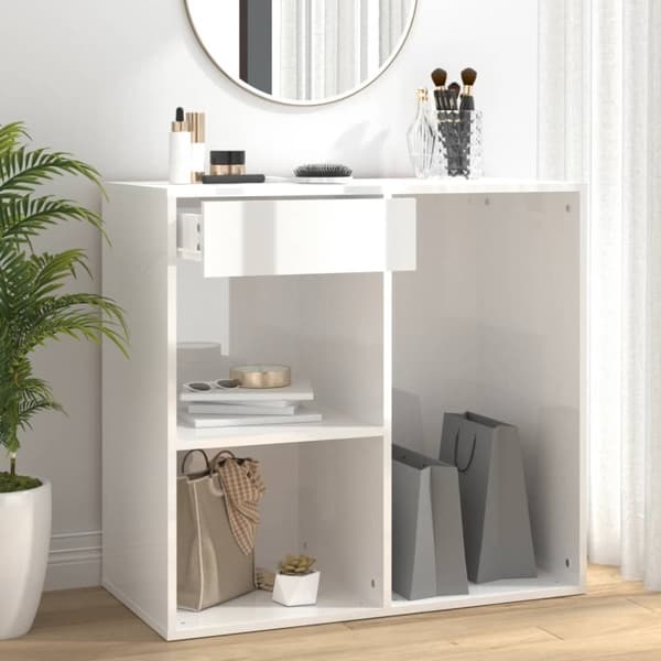 vidaXL badeværelsesskab 80x40x75 cm konstrueret træ hvid højglans