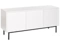 Miniatyrbillede 6 af 9: Skænk Hvid Mørkt Træ Kommode med Skuffer og Låger Opbevaring Tilbehør til Stuen Lav Tvbænk Minimalistisk Design