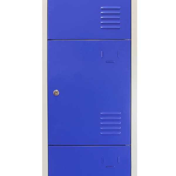 3 x Metal Opbevaringsskabe - 4 døre, Blå - Flatpack