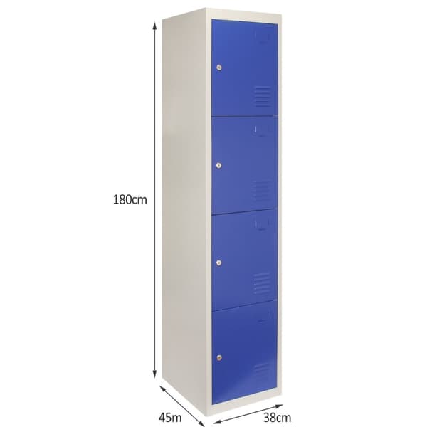 3 x Metal Opbevaringsskabe - 4 døre, Blå - Flatpack