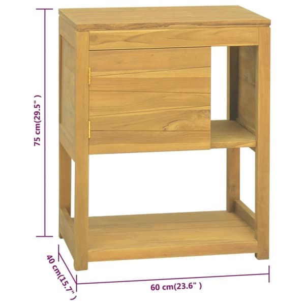 vidaXL Kylpyhuoneen kaappi 60x40x75 cm täysi tiikki