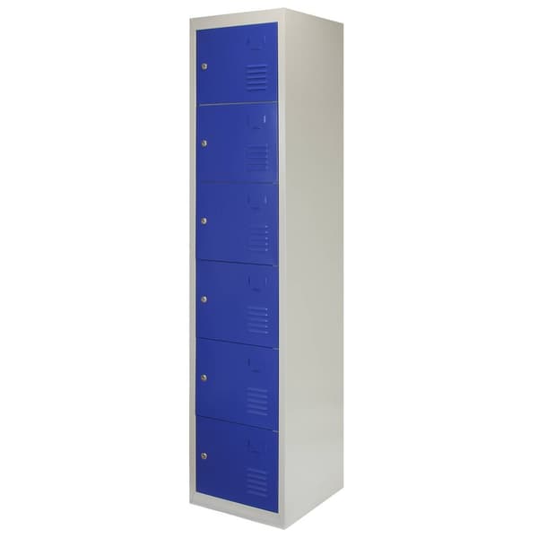 3 x Metal Opbevaringsskabe - Seks Døre, Blå - Flatpack