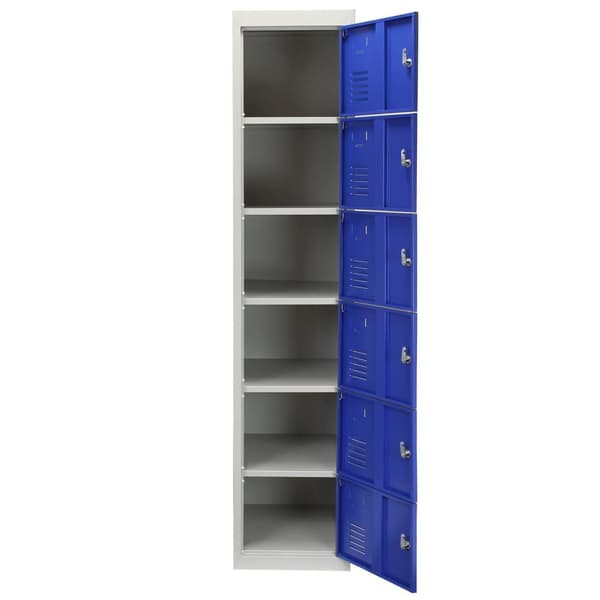3 x Metal Opbevaringsskabe - Seks Døre, Blå - Flatpack