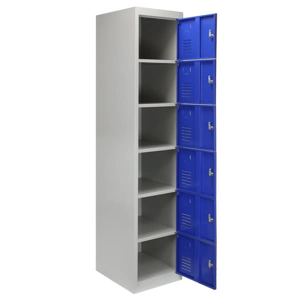 3 x Metal Opbevaringsskabe - Seks Døre, Blå - Flatpack