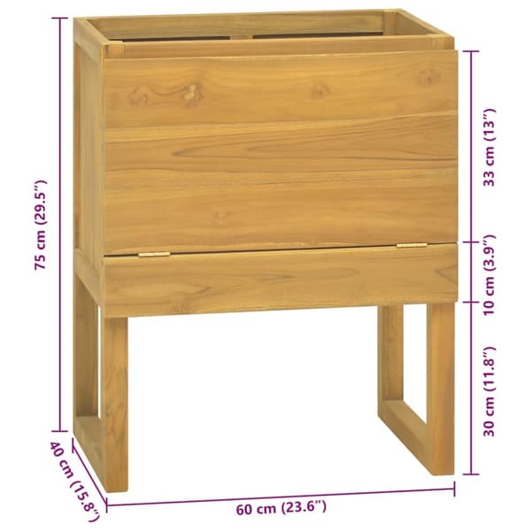 vidaXL Baderomsskap 60x40x75 cm heltre teak