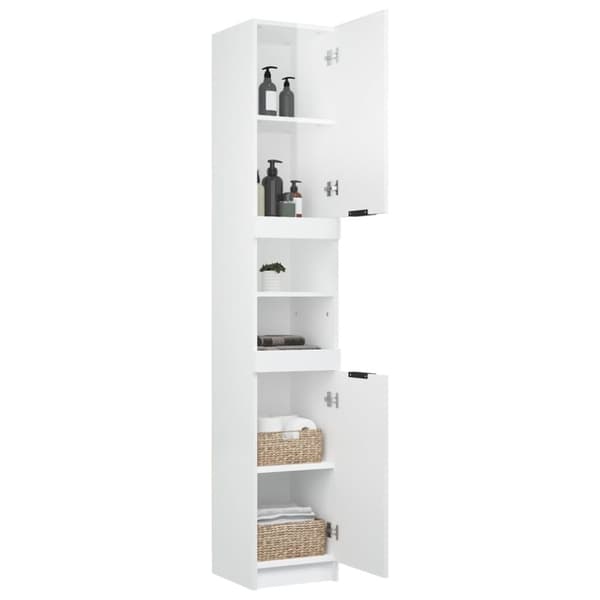 vidaXL badeværelsesskab 32x34x188,5 cm konstrueret træ hvid højglans