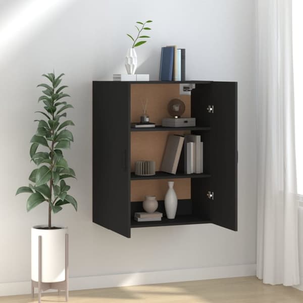 vidaXL vægskab 69,5x34x90 cm konstrueret træ sort
