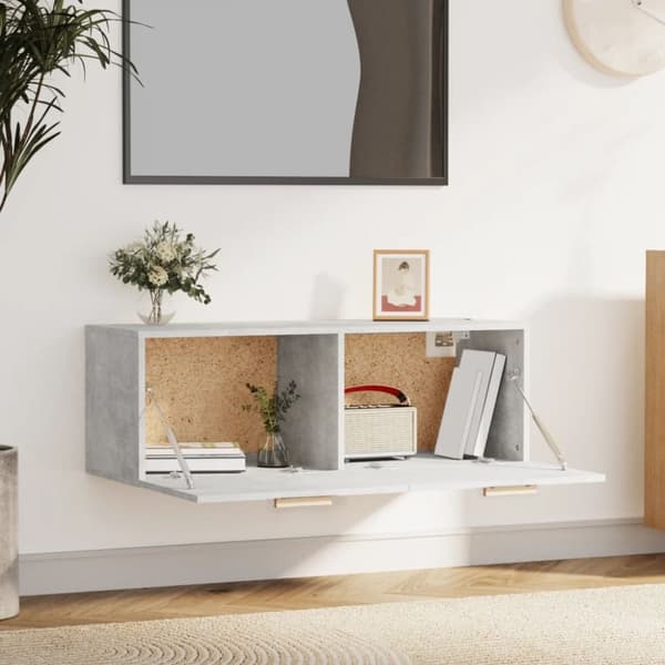 vidaXL Seinäkaappi betoninharmaa 100x36,5x35 cm tekninen puu