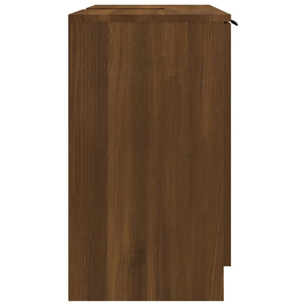 vidaXL badeværelsesskab 64,5x33,5x59 cm konstrueret træ brun egetræ