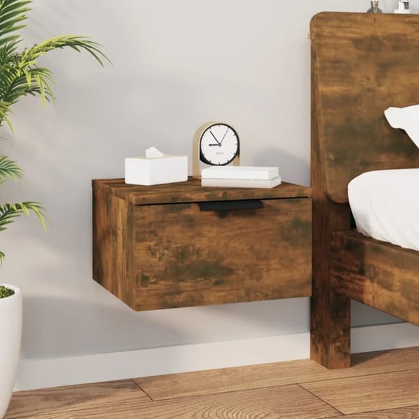 vidaXL væghængte sengeborde 2 stk. 34x30x20 cm røget egetræsfarve
