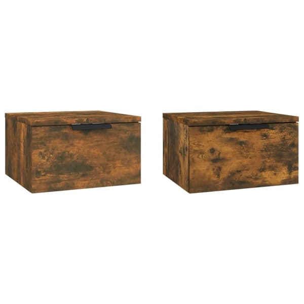 vidaXL væghængte sengeborde 2 stk. 34x30x20 cm røget egetræsfarve