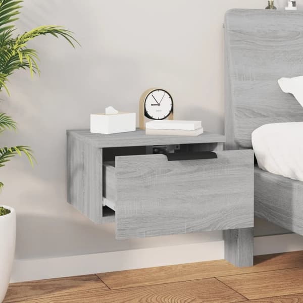 vidaXL væghængte sengeborde 2 stk. 34x30x20 cm grå sonoma-eg