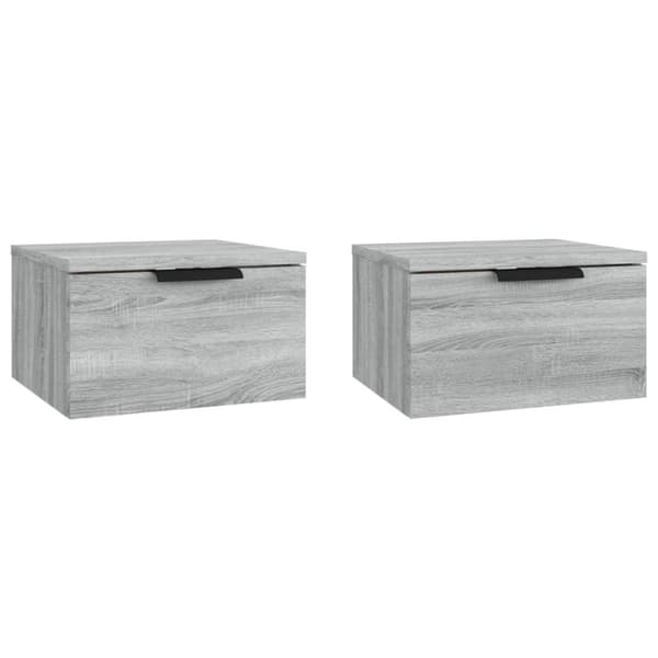 vidaXL væghængte sengeborde 2 stk. 34x30x20 cm grå sonoma-eg
