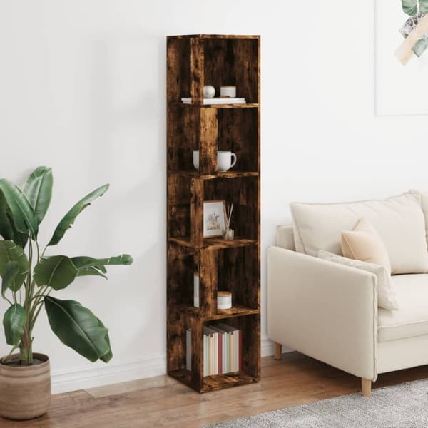 vidaXL Hjørneskap røkt eik 33x33x164,5 cm konstruert tre