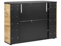 Miniatyrbillede 7 af 11: Kommode 4 Låger Lyst Træ med Sort MDF Rustik Stil Skab med Skuffe til Entre Soveværelse Stue