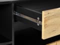 Miniatyrbillede 9 af 11: Kommode 4 Låger Lyst Træ med Sort MDF Rustik Stil Skab med Skuffe til Entre Soveværelse Stue