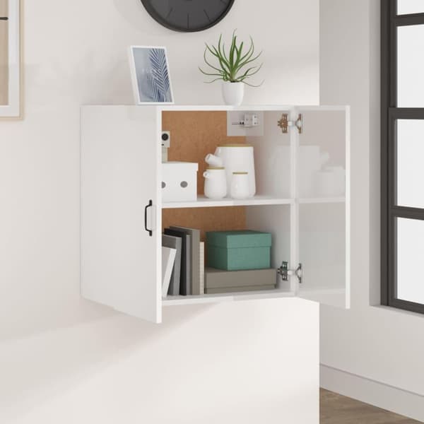 vidaXL Veggskap høyglans hvit 60x31x60 cm konstruert tre