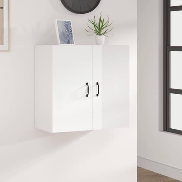 vidaXL Veggskap høyglans hvit 60x31x60 cm konstruert tre