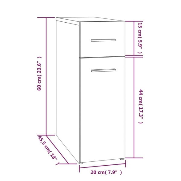 vidaXL Apteekkarinkaappi ruskea tammi 20x45,5x60 cm tekninen puu
