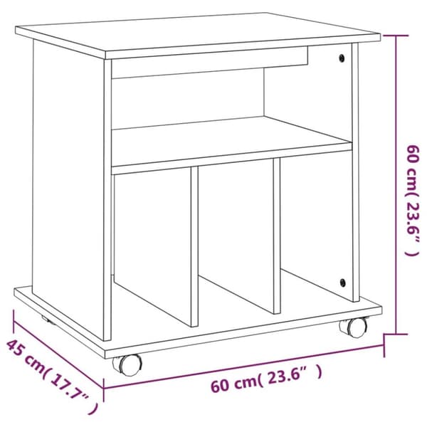 vidaXL rulleskab 60x45x60 cm konstrueret træ grå sonoma-eg