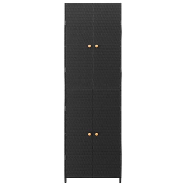 vidaXL Puutarhan säilytyskaappi musta 59x40x180 cm polyrottinki