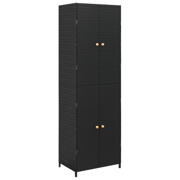 vidaXL Puutarhan säilytyskaappi musta 59x40x180 cm polyrottinki