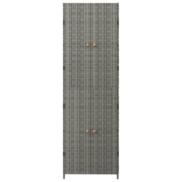 vidaXL Puutarhan säilytyskaappi harmaa 59x40x180 cm polyrottinki