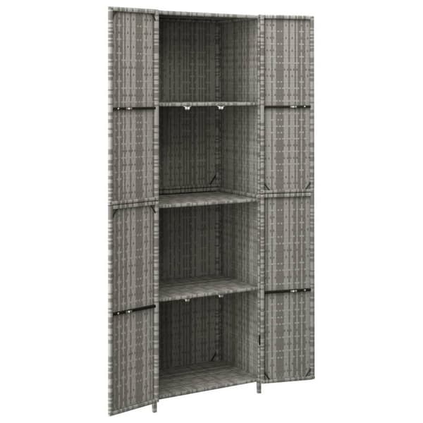 vidaXL Puutarhan säilytyskaappi harmaa 59x40x180 cm polyrottinki
