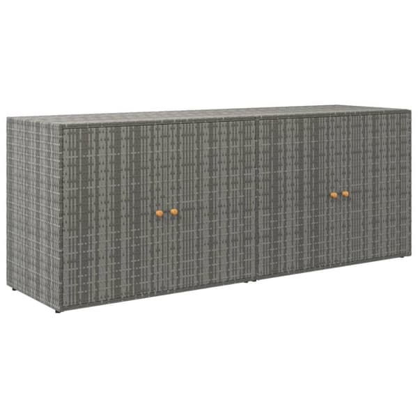 vidaXL Puutarhan säilytyskaappi harmaa 198x55,5x80 cm polyrottinki