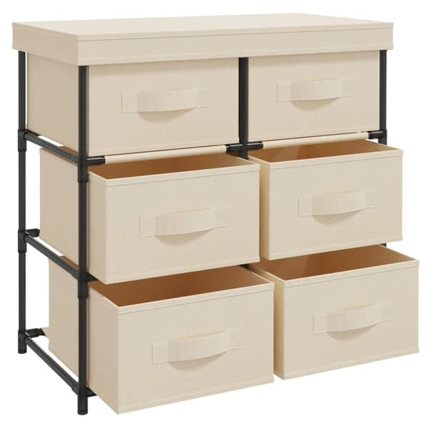 vidaXL Säilytyskaappi 6 laatikolla 55x29x55 cm kerma teräs