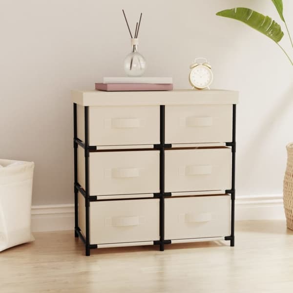 vidaXL Säilytyskaappi 6 laatikolla 55x29x55 cm kerma teräs