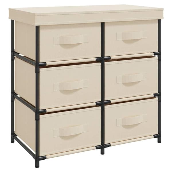 vidaXL opbevaringsreol med 6 skuffer 55x29x55 cm stål cremefarvet