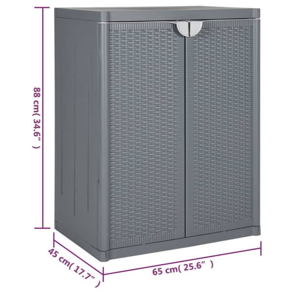 vidaXL Ulkosäilytyskaappi harmaa 65x45x88 cm PP rottinki